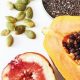 A selection of prepared fruits and seeds