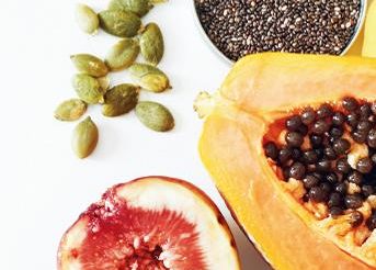 A selection of prepared fruits and seeds