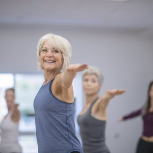 Middle aged woman doing yoga