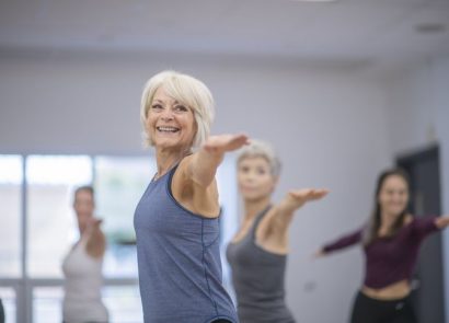 Middle aged woman doing yoga