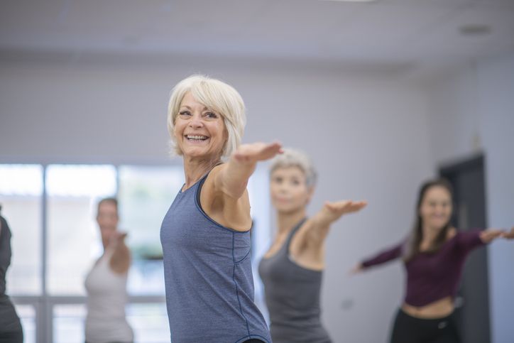 Middle aged woman doing yoga