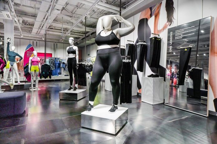 Plus-sized mannequins at Nike's flagship Oxford Circus store