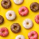 Flat-lay of sugar donuts