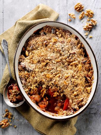 Plum, Pear & California Walnut Crumble