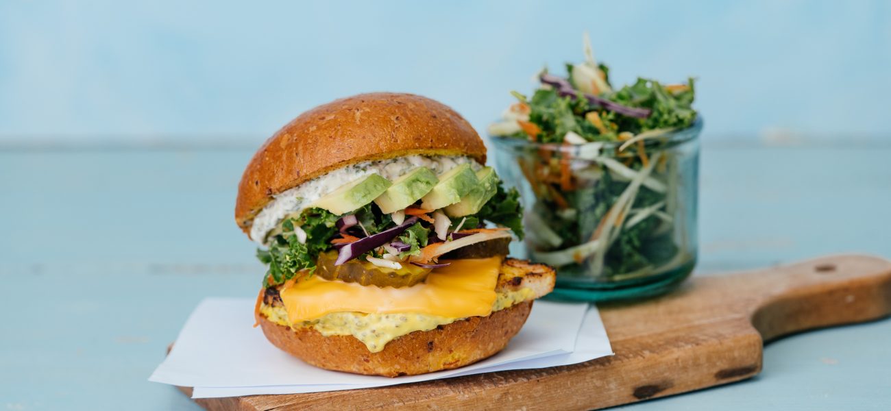 Deliveroo features a healthy burger with a side of vegan slaw
