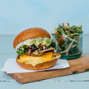 Deliveroo features a healthy burger with a side of vegan slaw