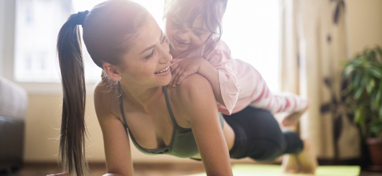 Mum yoga with child