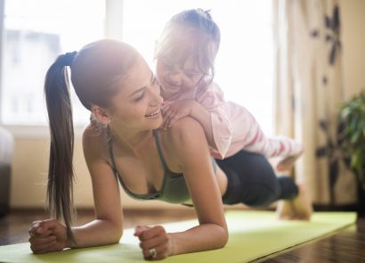 Mum yoga with child