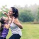 exercises outdoors with the kids