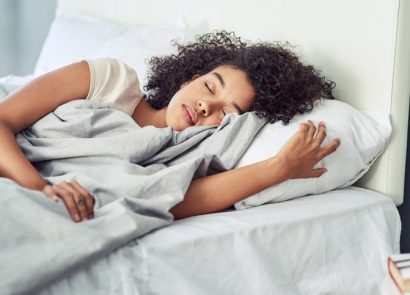 woman getting a good night's kip