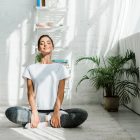 Girl doing a meditation at home