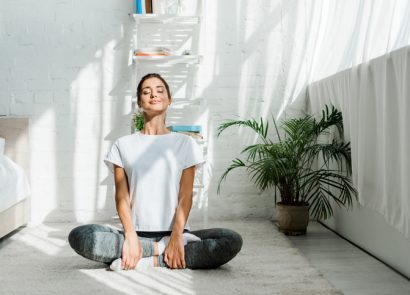 Girl doing a meditation at home