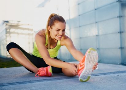 motivated woman stretching