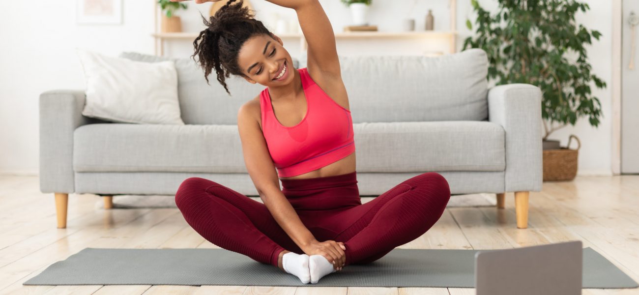 Woman doing home workouts