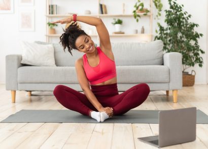 Woman doing home workouts