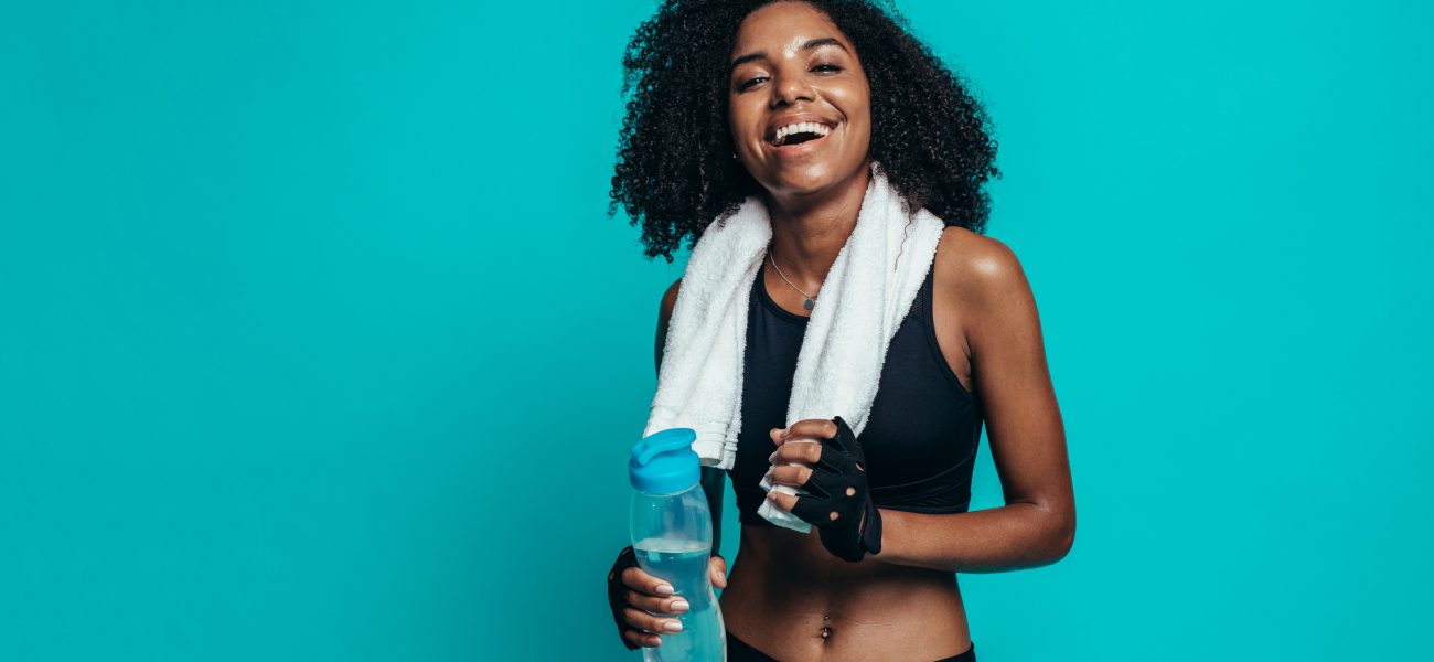 woman smiling toning up