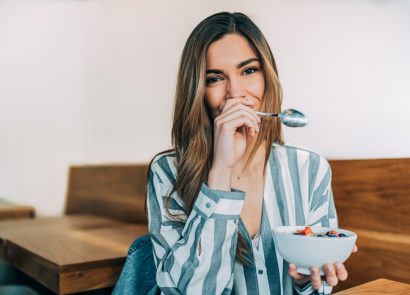 Woman enjoying sweet recipe