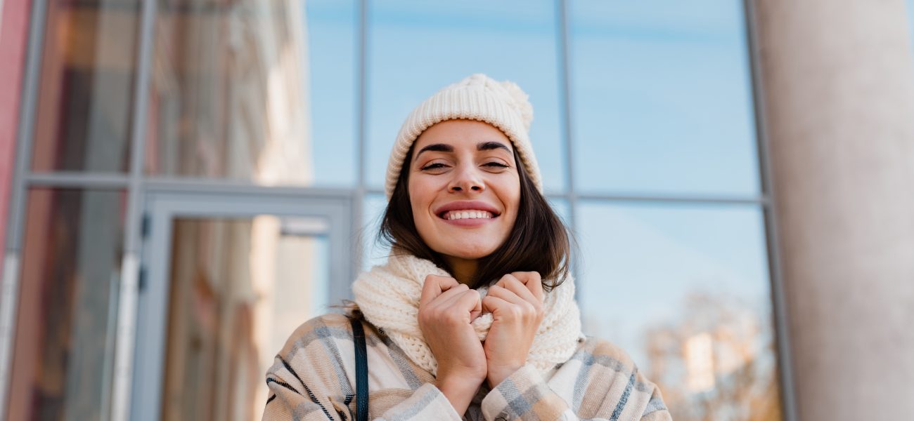 Woman trying to winter well and look after her health