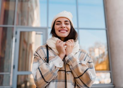 Woman trying to winter well and look after her health