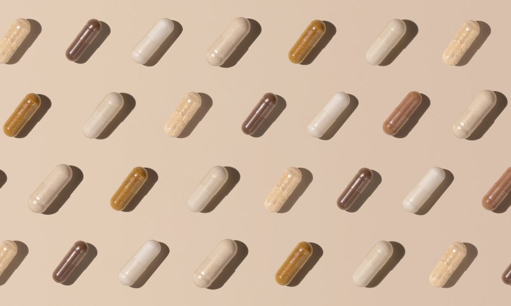 Capsules on a beige background