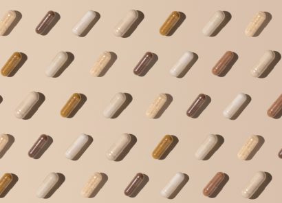 Capsules on a beige background