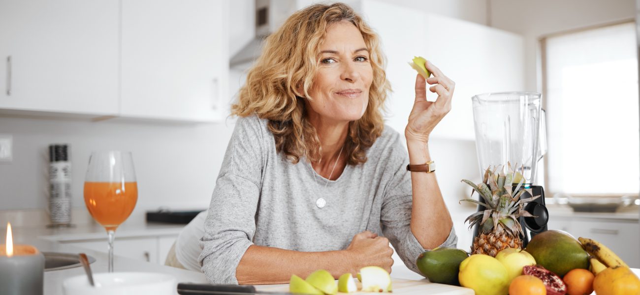 Woman eating mood-boosting foods