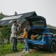 Family with electric car