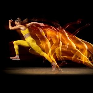 A woman sprinting