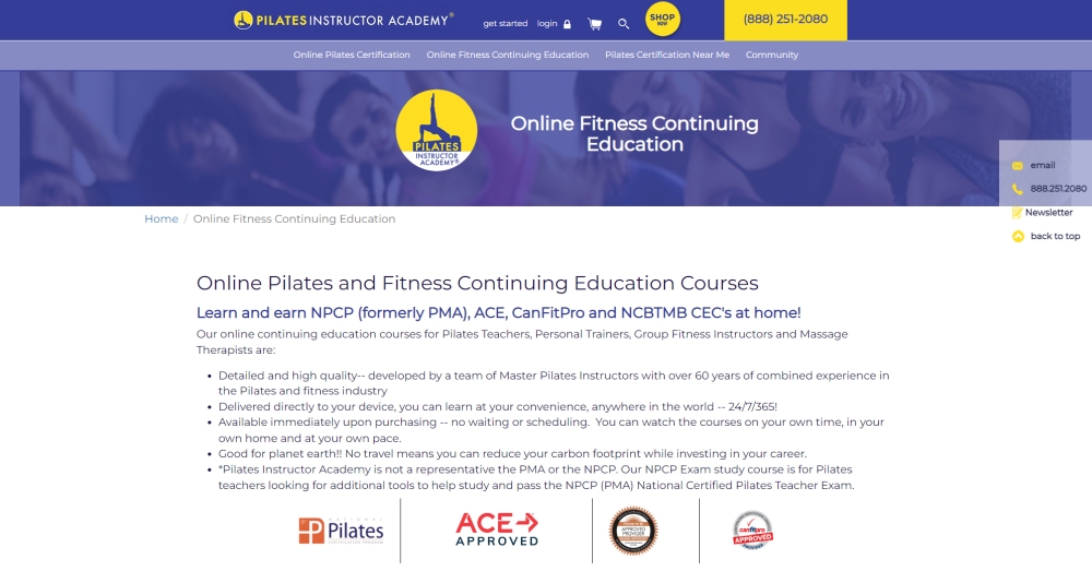 A screenshot from the Pilates Instructor Academy