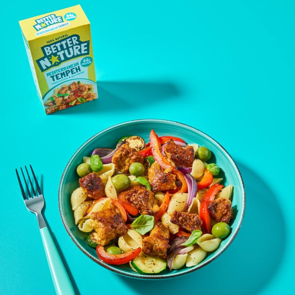 A wrap containing Better Nature's Mediterranean tempeh