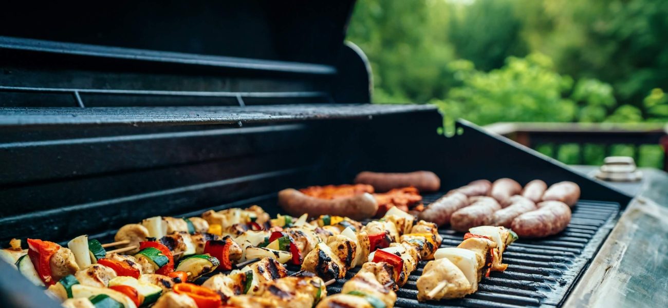 A selection of food on a BBQ