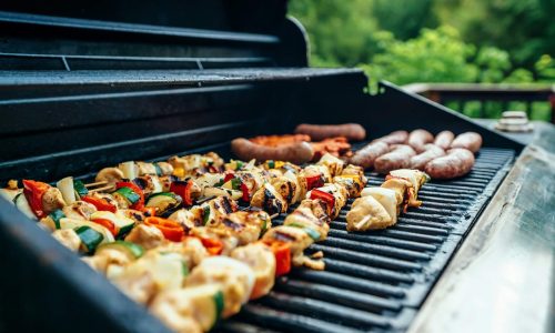 A selection of food on a BBQ