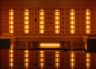 A close-up image of an infrared sauna