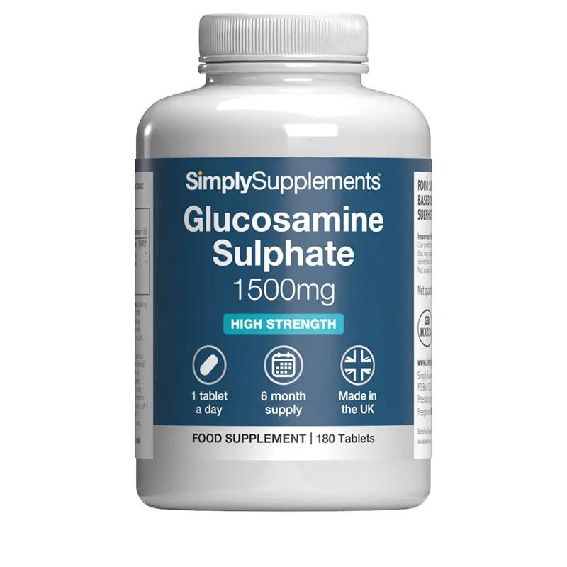A jar of Glucosamine Sulphate 1,500mg Tablets