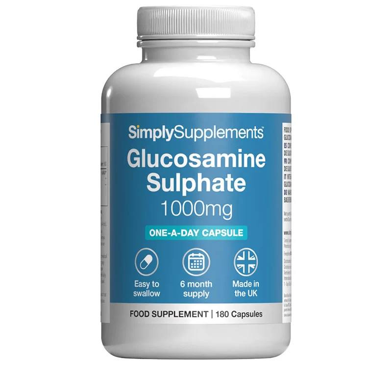 A jar of Glucosamine Sulphate 1,000mg Capsules