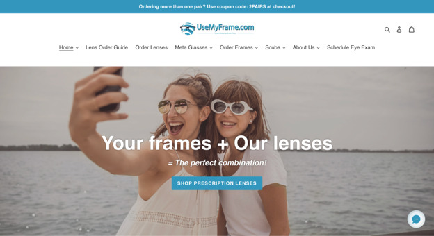 A screenshot of the UseMyFrame home page