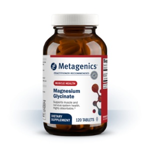 A jar of Metagenics Magnesium Glycinate
