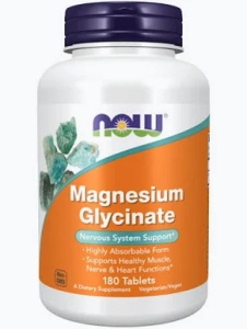 A jar of NOW Foods Magnesium Glycinate