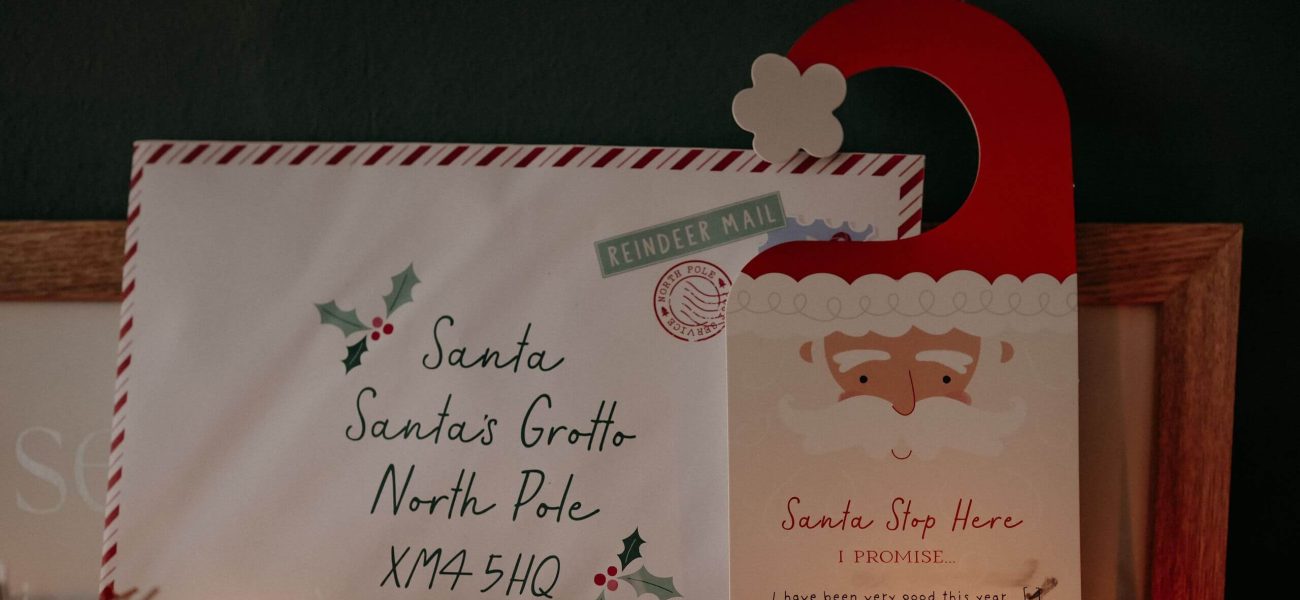 An envelope addressed to Santa Claus at the North Pole