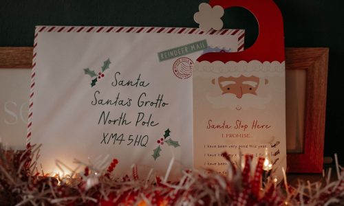 An envelope addressed to Santa Claus at the North Pole